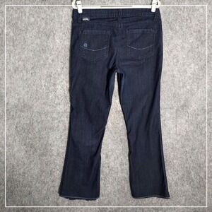 Source Of Wisdom‎ Women Jeans 12 Indigo Dark Wash Cropped Bootcut Embroidered
